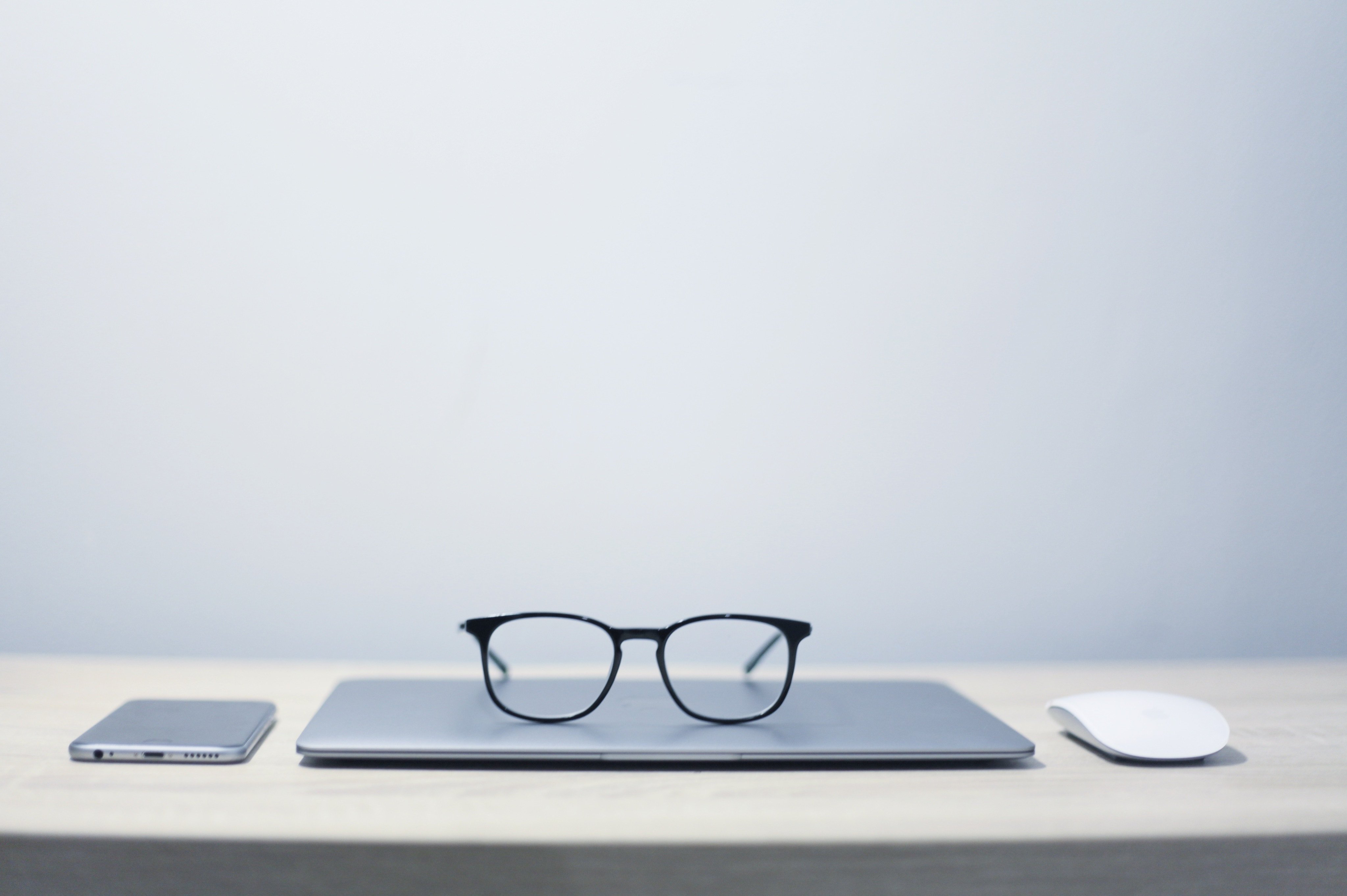 Laptop mobile and glasses